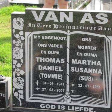 AS Thomas Daniel, van 1947-2007 &amp; Martha Susanna 1951-