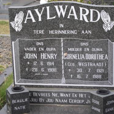 AYLWARD John Henry 1914-1988 &amp; Cornelia Dorothea WESTRAADT 1921-1988