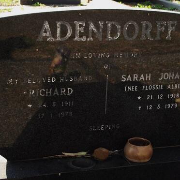ADENDORFF Richard 1911-1978 &amp; Sarah Johanna FLOSSIE ALBERTS 1918-1979