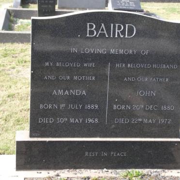 BAIRD John 1880-1972 &amp; Amanda 1889-1968
