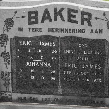 BAKER Eric James 1926-1987 &amp; Johanna 1928-2006 :: BAKER Eric James 1952-1973
