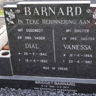 BARNARD Dial 1942-1982 &amp;  Bridget 1940-2011 :: BARNARD Vanessa 1964-1987