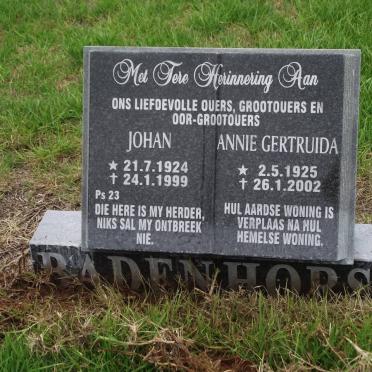 BADENHORST Johan 1924-1999 &amp; Annie Gertruida 1925-2002