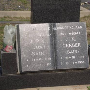 BAIN J.P.J. 1939-1993 :: GERBER J.E. nee BAIN 1918-1998