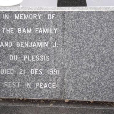 BAM Family -1991 :: PLESSIS Benjamin J., du  -1991
