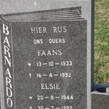 BARNARDO Faans 1933-1992 &amp; Elsie 1944-1992
