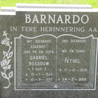 BARNARDO Gabriel Rossouw 1924-1997 &amp; Ethel 1930-1998