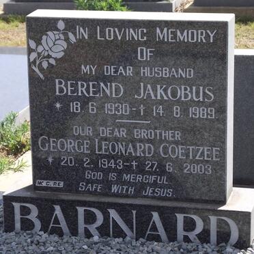 BARNARD Barend Jakobus 1930-1989 :: COETZEE George Leonard 1943-2003