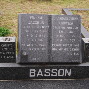 BASSON Willem Jacobus 1924-1987 &amp; Johanna Gloudina Louwiza 1925-1987