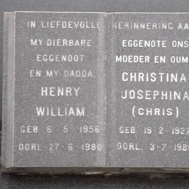 BARRINGTON Henry William 1956-1980 :: BARRINGTON Christina Josephina 1922-1986