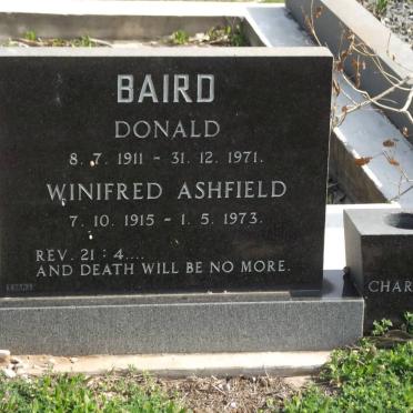 BAIRD Donald 1911-1971 &amp; Winifred Ashfield 1915-1973
