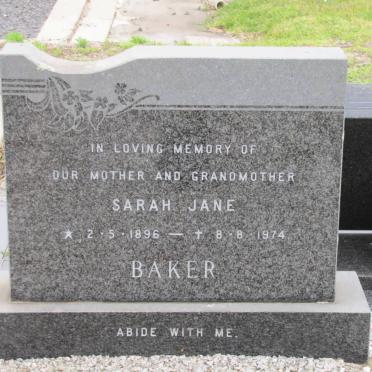 BAKER Sarah Jane 1896-1974