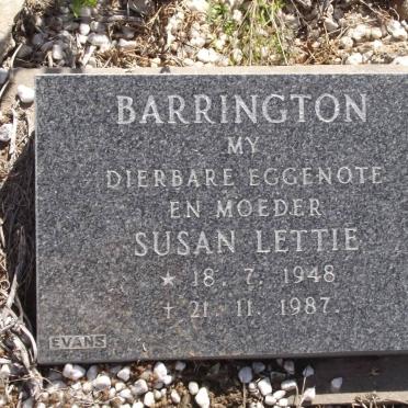 BARRINGTON Susan Lettie 1948-1987