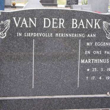 BANK Marthinus C.C., van der 1952-1995