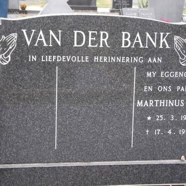 BANK Marthinus C.C., van der 1952-1995