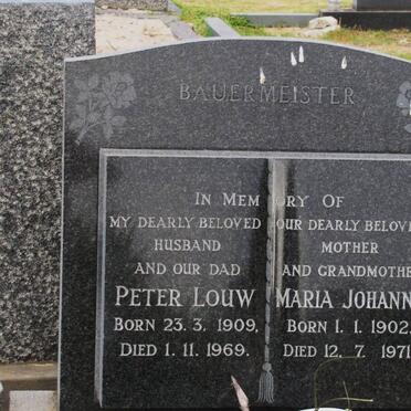 BAUERMEISTER Peter Louw 1909-1969 &amp; Maria Johanna 1902-1971