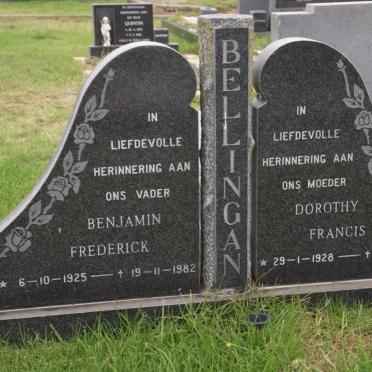 BELLINGAN Benjamin Frederick 1925-1982 &amp; Dorothy Francis 1928-1982