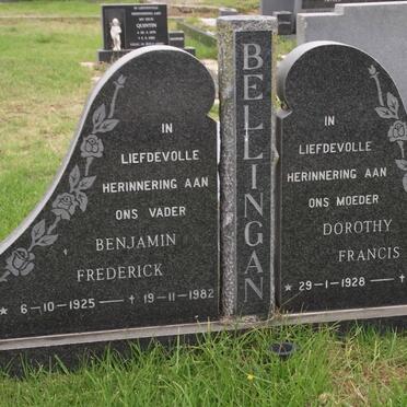 BELLINGAN Benjamin Frederick 1925-1982 &amp; Dorothy Francis 1928-1982