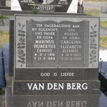 BERG Marinus Hubertus, van den 1916-1984 &amp; Carolina Elizabeth 1902-1990
