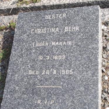BEHR Hester Christina nee MARAIS 1893-1965