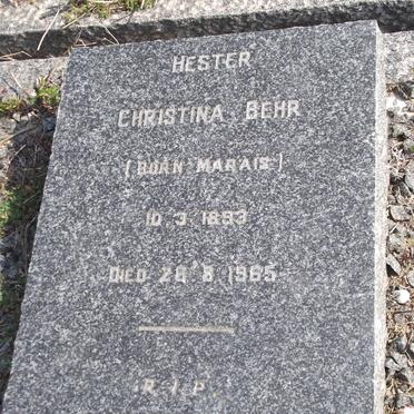 BEHR Hester Christina nee MARAIS 1893-1965