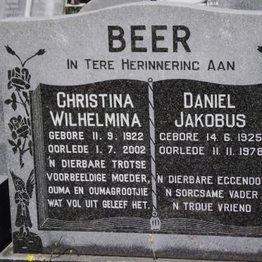 BEER Daniel Jakobus 1925-1978 &amp; Christina Wilhelmina 1922-2002