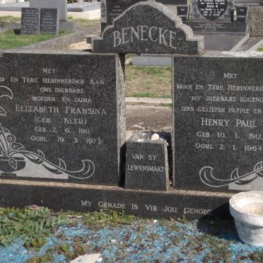 BENECKE Henry Paul 1912-1964 &amp; Elizabeth Fransina KLEU 1911-1973