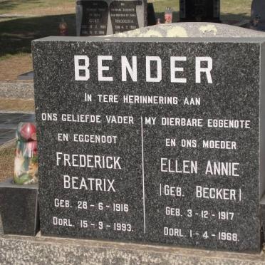 BENDER Frederick Beatrix 1916-1993 &amp; Ellen Annie BECKER 1917-1968