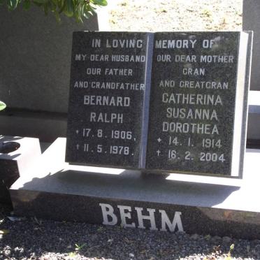 BEHM Bernard Ralph 1906-1978 &amp; Catherina Susanna Dorothea 1914-2004