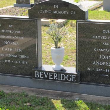 BEVERIDGE John Anderson 1937-2005 &amp; Norma Cathleen PENNACCHINI 1937-1978