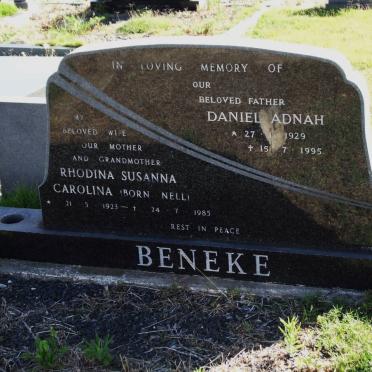 BENEKE Daniel Adnah 1929-1995 &amp; Rhodina Susanna Carolina NELL 1923-1985