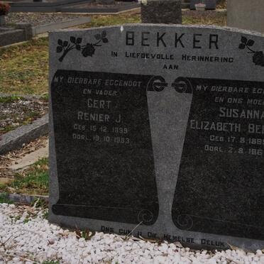 BEKKER Gert Renier J. 1899-1983 &amp; Susanna Elizabeth 1899-1962
