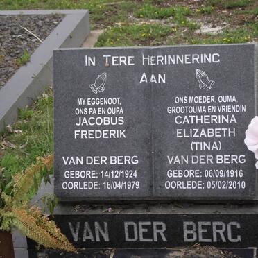 BERG Jacobus Frederik, van der 1924-1979 &amp; Catherina Elizabeth 1916-2010