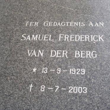 BERG Samuel Frederick, van der 1929-2003