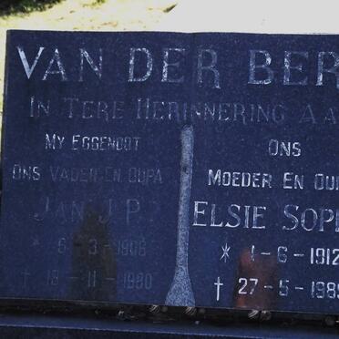 BERG Jan J.P., van der 1906-1980 &amp; Elsie Sophia 1912-1989