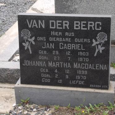 BERG Jan Gabriel, van der 1903-1970 &amp; Johanna Martha Magdalena 1899-1970