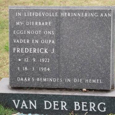 BERG Frederick J., van der 1922-1984