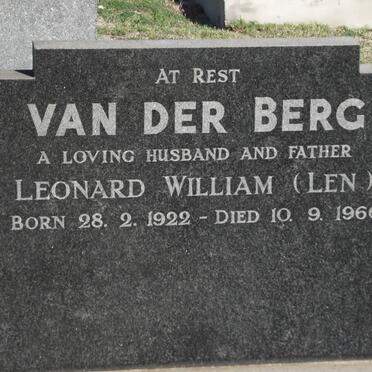 BERG Leonard William, van der 1922-1966
