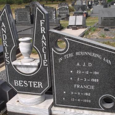 BESTER A.J.D. 1911-1989 &amp; Francie 1912-1996