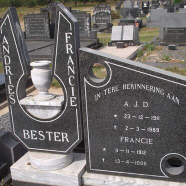 BESTER A.J.D. 1911-1989 &amp; Francie 1912-1996