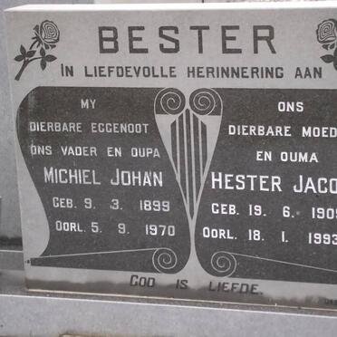 BESTER Michiel Johan 1899-1970 &amp; Hester Jacoba 1905-1993