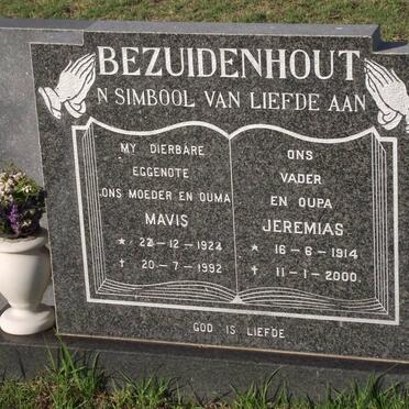 BEZUIDENHOUT Jeremias 1914-2000 &amp; Mavis 1924-1992