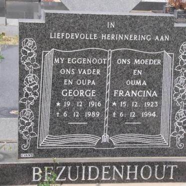 BEZUIDENHOUT George 1916-1989 &amp; Francina 1923-1994