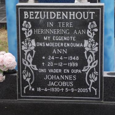 BEZUIDENHOUT Johannes Jacobus 1930-2005 &amp; Ann 1948-1999