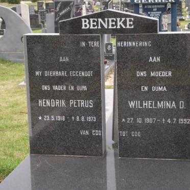 BENEKE Hendrik Petrus 1918-1973 &amp; Wilhelmina D. 1907-1992