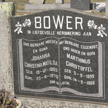 BOWER  Marthinus Christoffel 1899-1968 &amp; Johanna Christina Matilda 1905-1970
