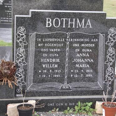 BOTHMA Hendrik Willem 1925-1993 &amp; Johanna Maria 1933-1999
