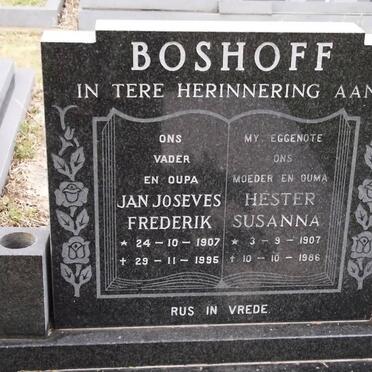 BOSHOFF Jan Joseves Frederik 1907-1995 &amp; Hester Susanna 1907-1986