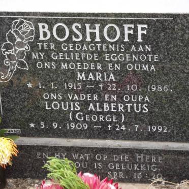 BOSHOFF Louis Albertus 1909-1992 &amp; Maria 1915-1986