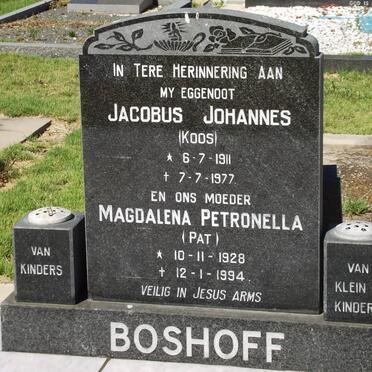 BOSHOFF Jacobus Johannes 1911-1977 &amp; Magdalena Petronella 1928-1994
